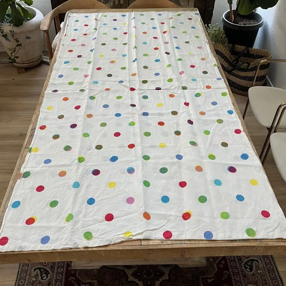 IKEA 100% Linen Rainbow Polka Dot 79x39.5 Duvet Cover and Pillowcase